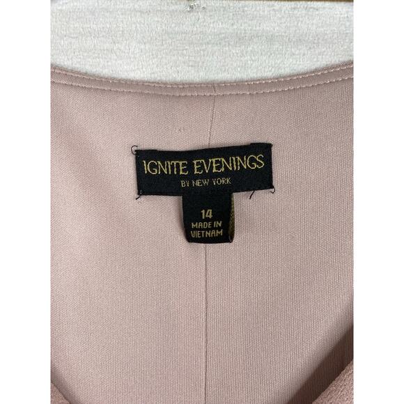 Ignite Evenings Women's Size 14 Dress Mother of the Bride Pink Tiered Chiffon - Picture 4 of 9